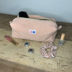 Trousse XL velours côtelé vieux rose