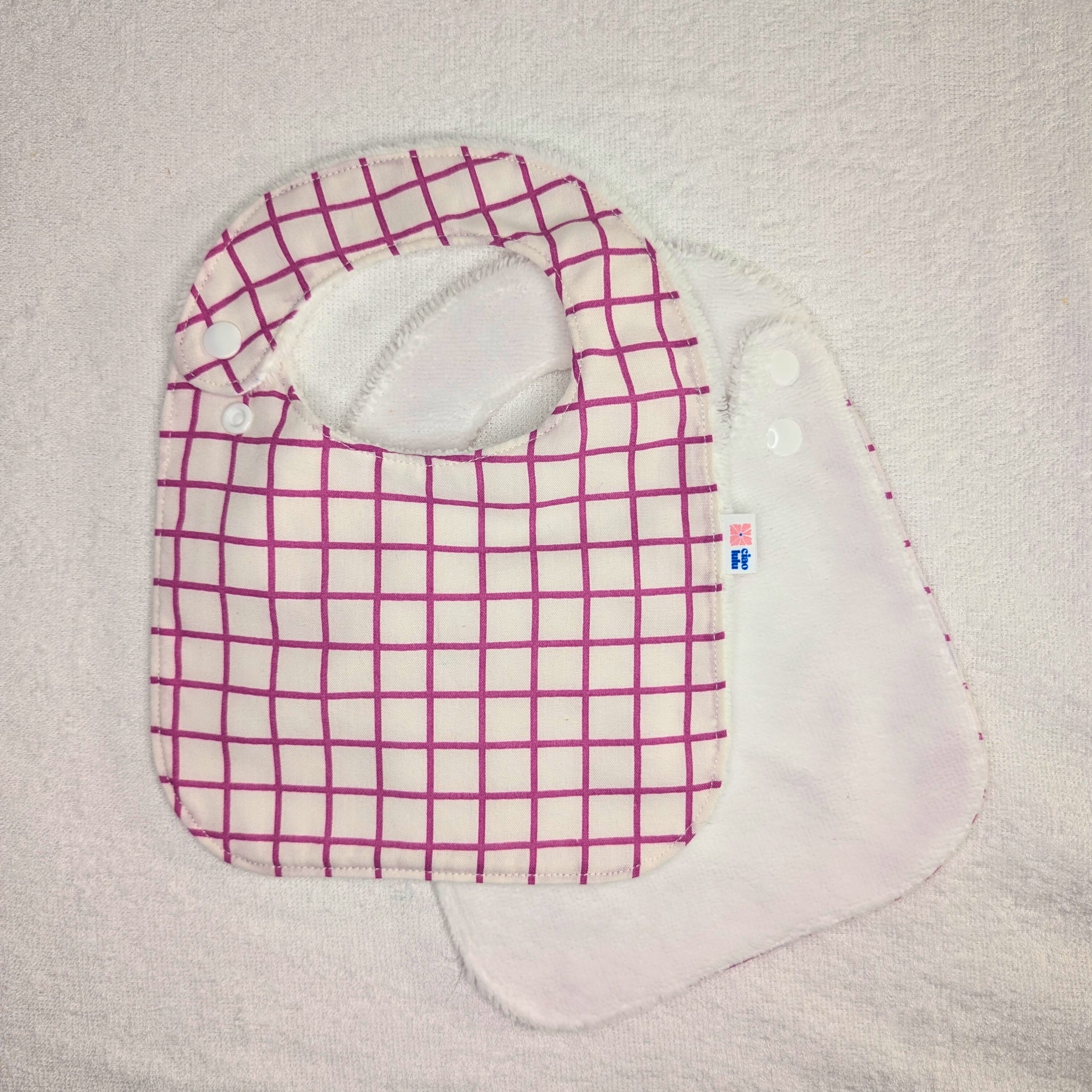 Bavoir carreaux rose fushia