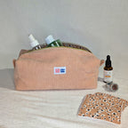 Trousse XL velours côtelé vieux rose