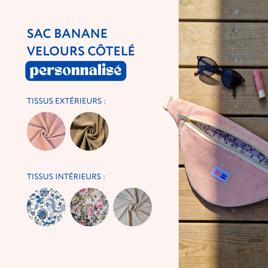 Sac banane à personnaliser velours côtelé