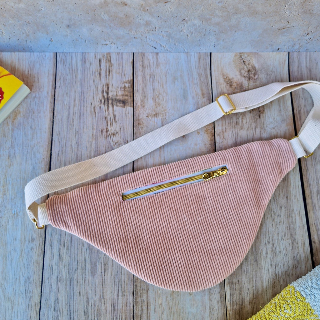 Sac banane patchwork velours côtelé et imprimé floral