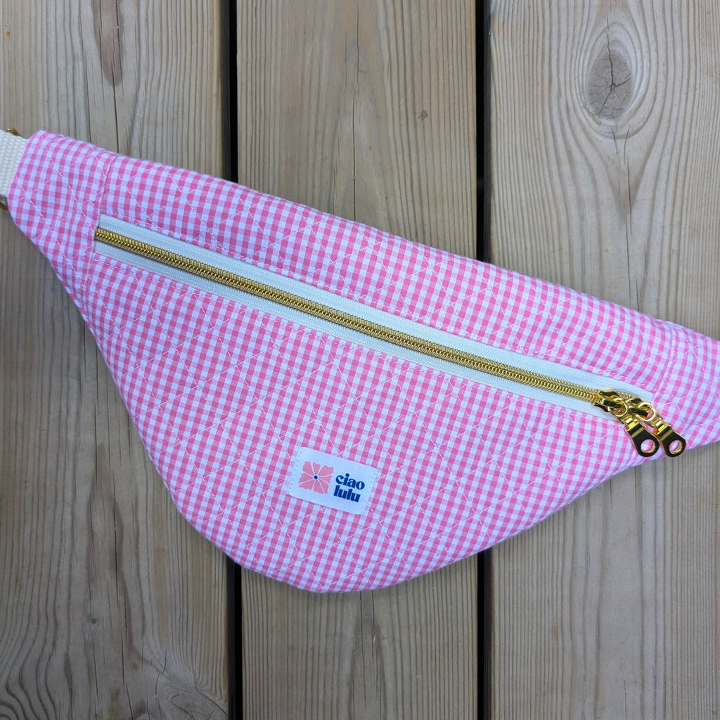 Sac banane vichy et fleurs
