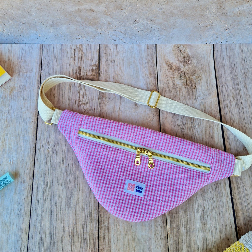 Sac banane vichy et fleurs