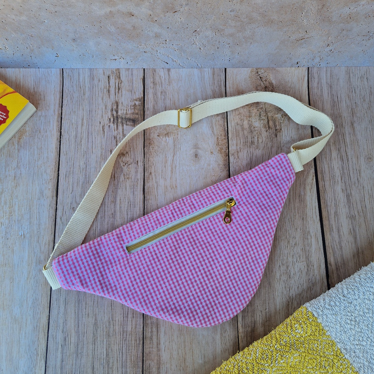 Sac banane vichy et fleurs