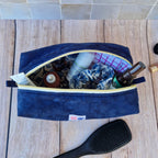 Trousse XL velours bleu nuit