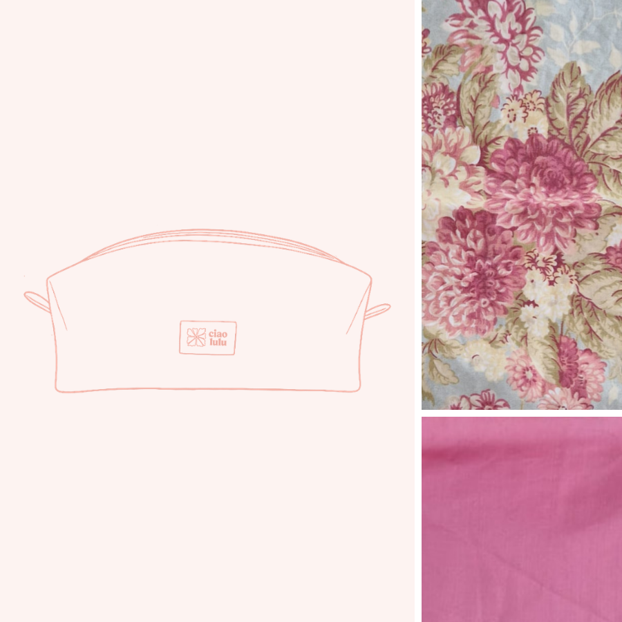 Trousse XL imprimé pivoines vintage pastel