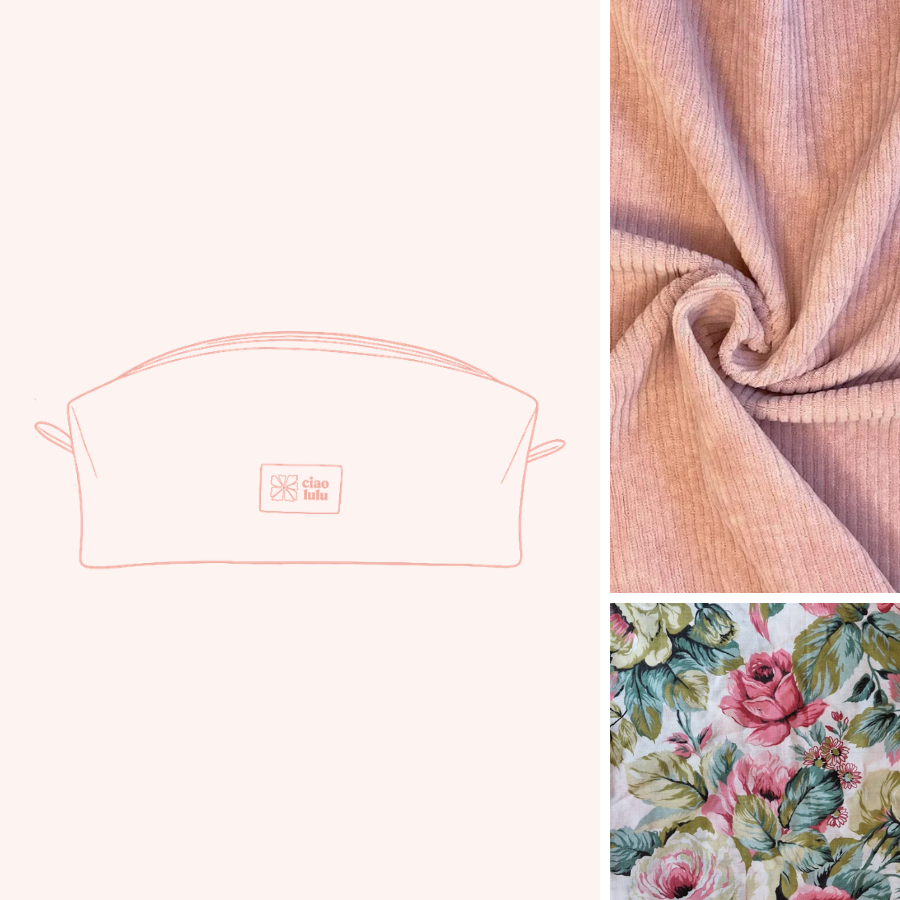 Trousse XL velours côtelé vieux rose