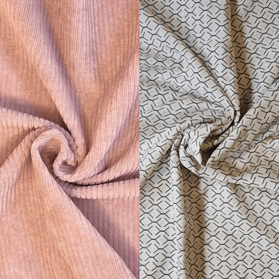 Sac banane velours côtelé vieux rose, doublure personnalisable
